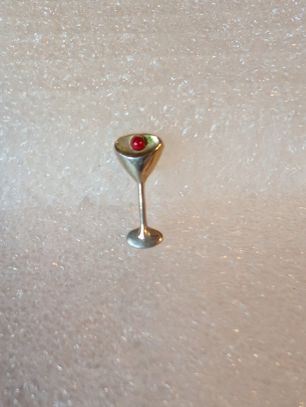 Martini Glass Tie Pin Or Scatter Pin with Red Accent